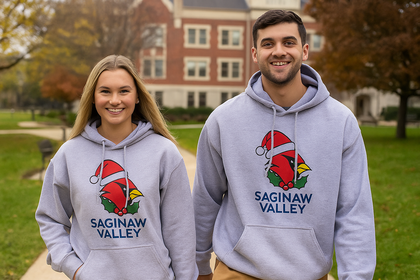 Saginaw Valley State University Holiday Hoodie | Santa Hat Christmas Sweatshirt | Cardinal Spirit Apparel