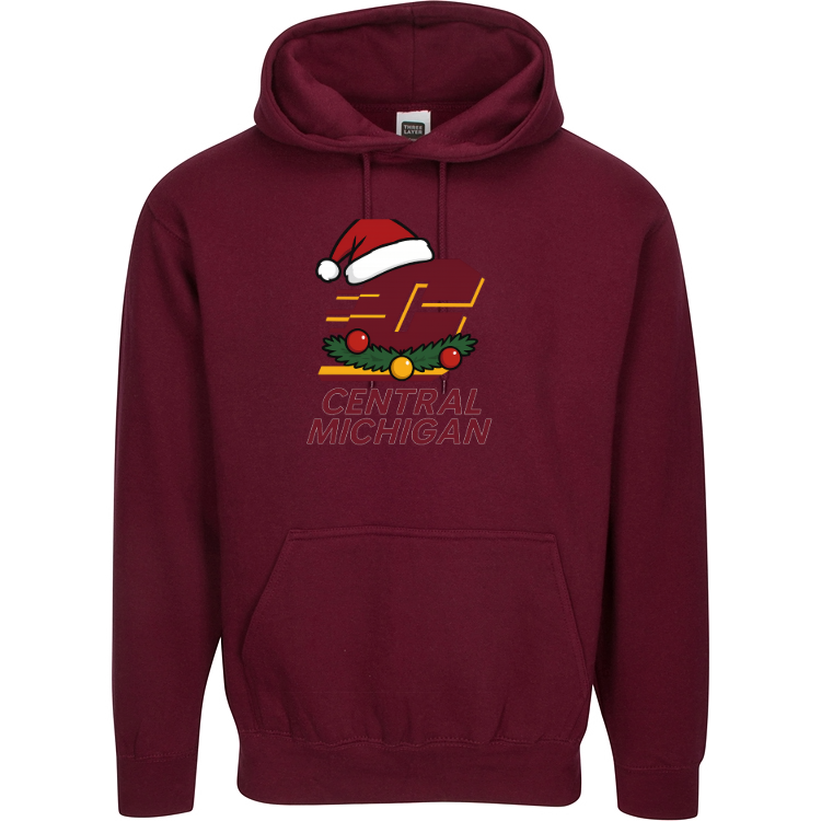 Central Michigan University Holiday Hoodie | Santa Hat Christmas Sweatshirt | Chippewa Spirit Apparel