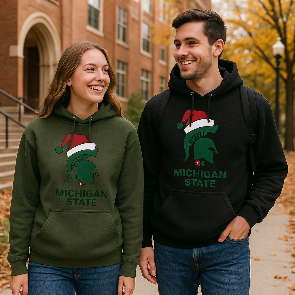 Michigan State Holiday Hoodie | Custom Christmas Spartan Sweatshirt
