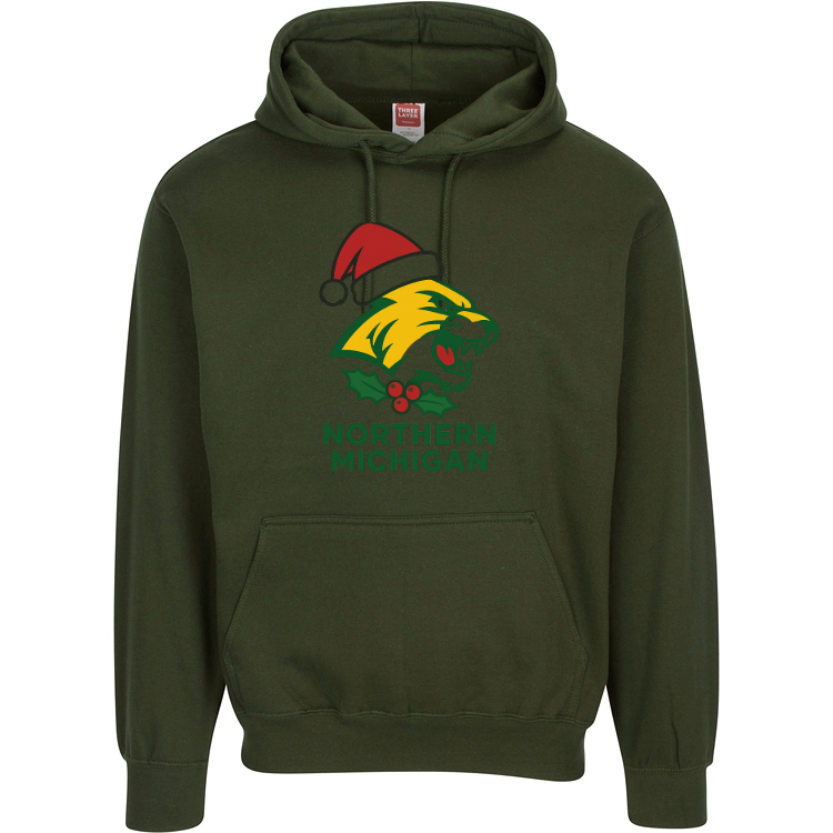 Northern Michigan University Holiday Hoodie | Santa Hat Christmas Sweatshirt | Wildcat Spirit Apparel