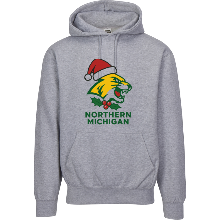 Northern Michigan University Holiday Hoodie | Santa Hat Christmas Sweatshirt | Wildcat Spirit Apparel