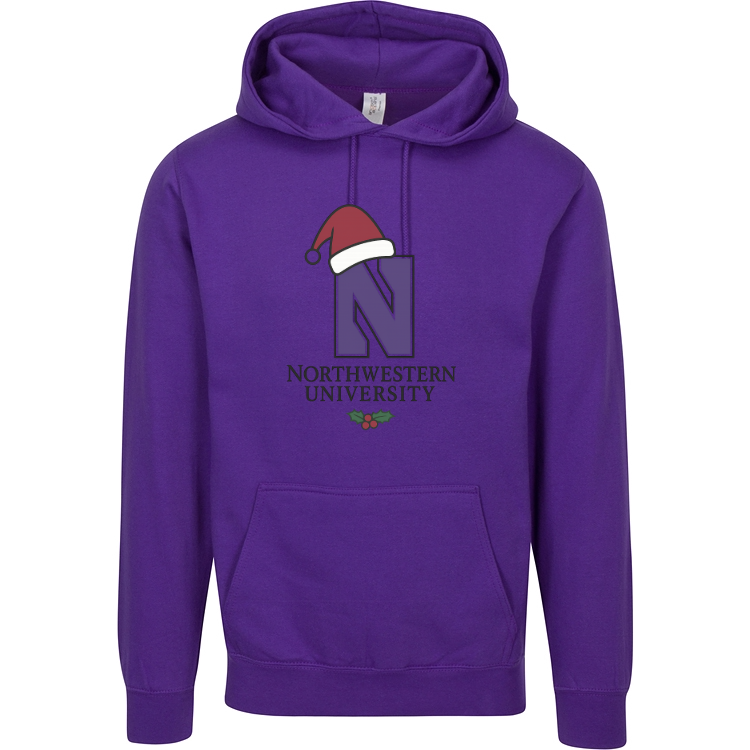 Northwestern University Holiday Hoodie | Santa Hat Christmas Sweatshirt | Wildcat Spirit Apparel