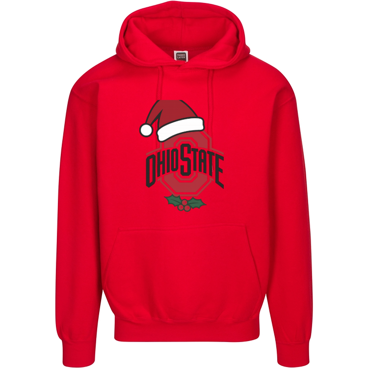 Ohio State University Holiday Hoodie | Santa Hat Christmas Sweatshirt | Buckeye Spirit Apparel