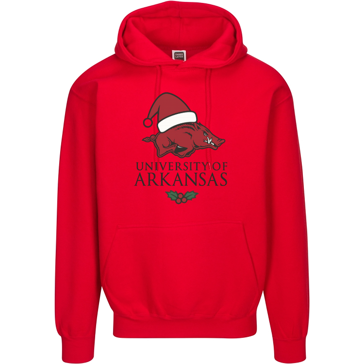 University of Arkansas Holiday Hoodie | Santa Hat Christmas Sweatshirt | Razorback Spirit Apparel